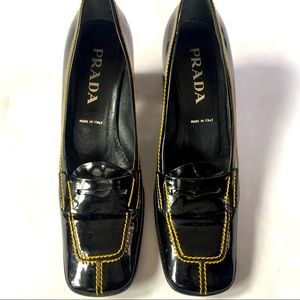Women’s PRADA Black Patent Leather Loafers Shoes Size 8.5